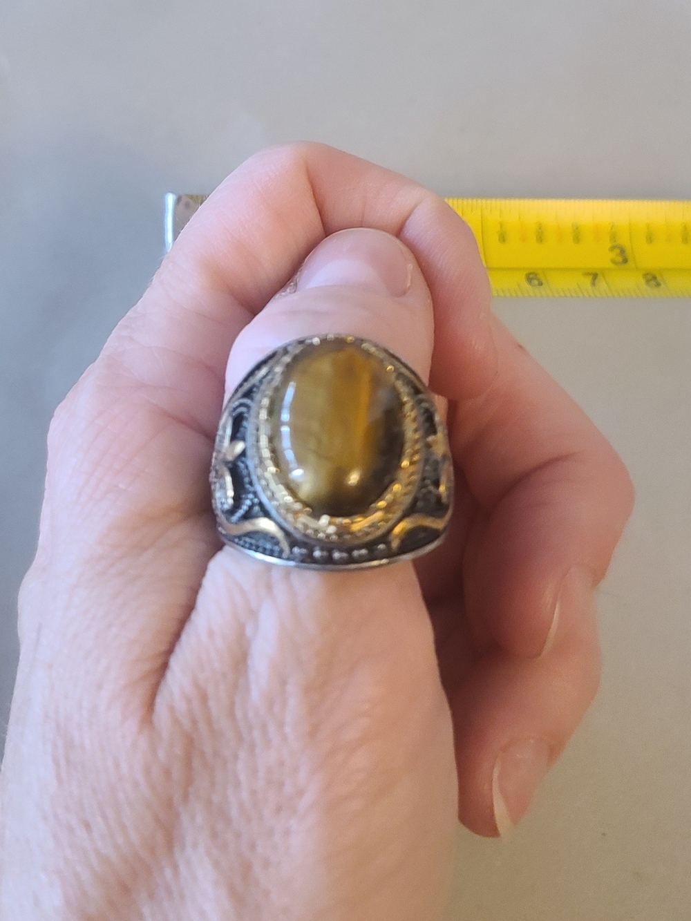 Men's Vintage-Style Brown Tiger's Eye Ring - Unbranded